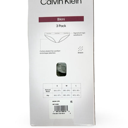 Calvin Klein Women's Cotton Stretch Bikini 3 Pack - Black/Grey/White
