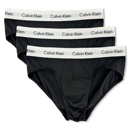 Calvin Klein Cotton Stretch Hip Briefs 3 Pack - Black with White Band