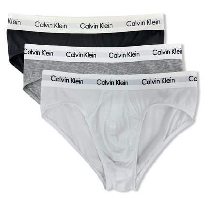 Calvin Klein Cotton Stretch Hip Briefs 3 Pack - Black/White/Grey