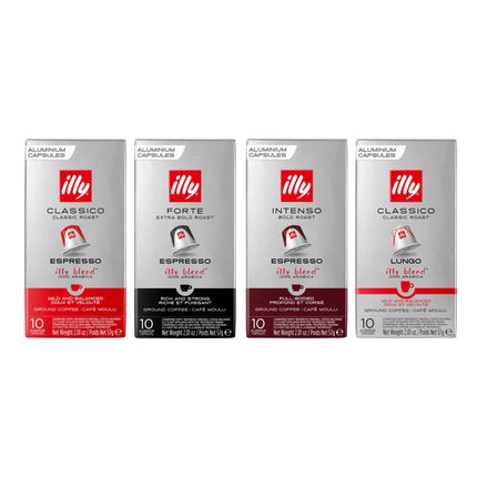 Illy Coffee Capsules Variety Pack Medium & Dark Roast – 40 Pack (Classico, Forte, Intenso & Lungo – Compatible with Nespresso Original Machines)