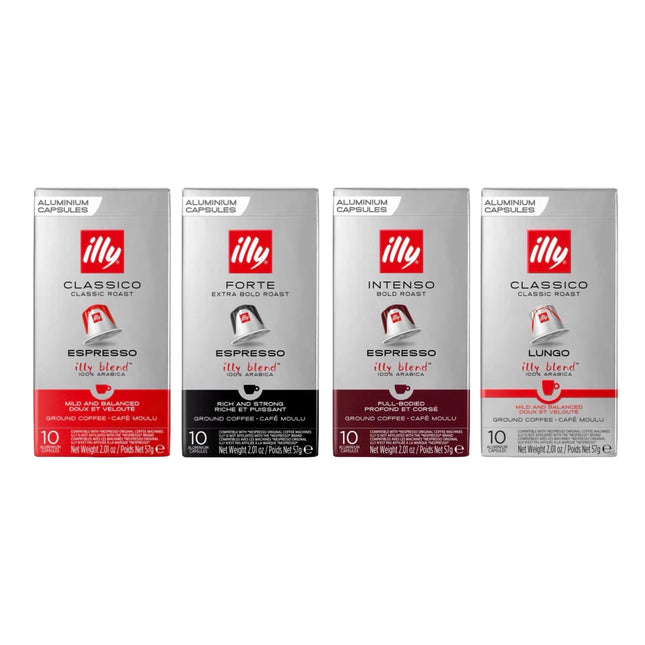 Illy Coffee Capsules Variety Pack Medium & Dark Roast – 40 Pack (Classico, Forte, Intenso & Lungo – Compatible with Nespresso Original Machines)