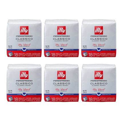 Illy Lungo Classico iPerespresso Capsules Medium Roast 108 Pack (6 x 18)