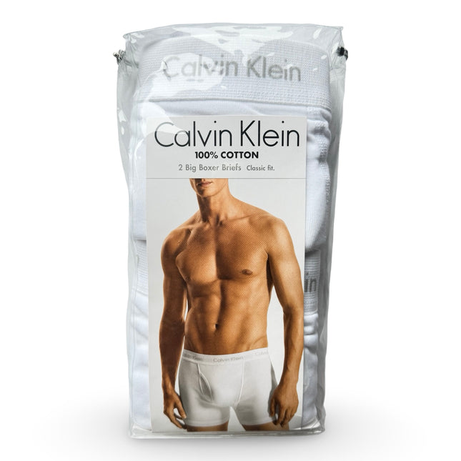Calvin Klein Men's Big-Tall 2 Pack Cotton Classics Boxers Brief - White