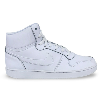 Front view of Nike Men’s Ebernon Mid basketball-inspired shoes – White/White
