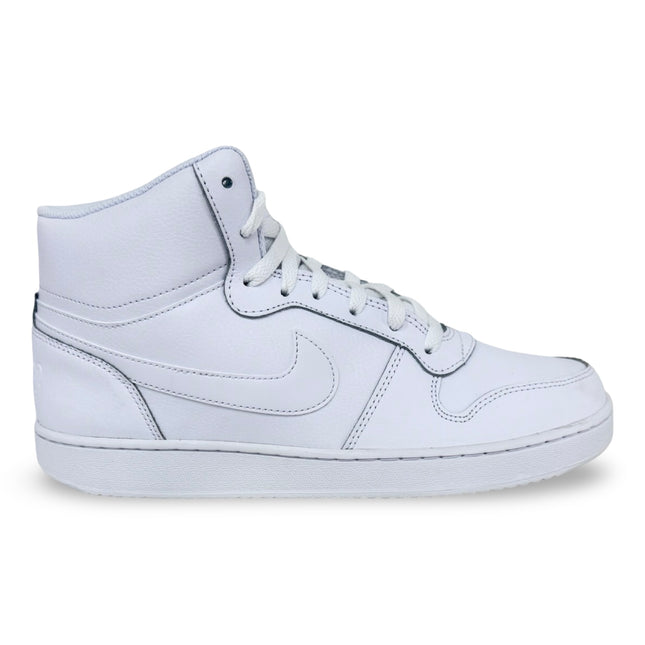 Front view of Nike Men’s Ebernon Mid basketball-inspired shoes – White/White