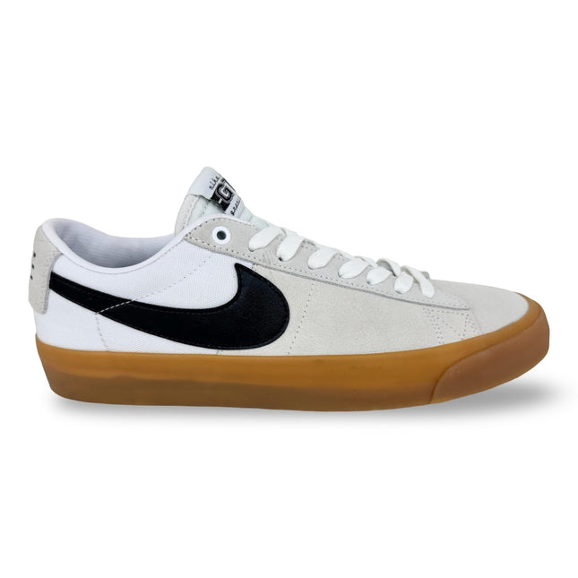Nike Men’s SB Zoom Blazer Low Pro GT Shoes in White/Black/Gum