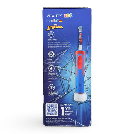 Oral-B Vitality Spiderman kids electric toothbrush with soft bristles and 2-minute timer