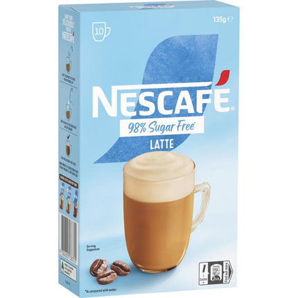 Nescafe 98% Sugar Free Latte Coffee Sachets - 100 Pack