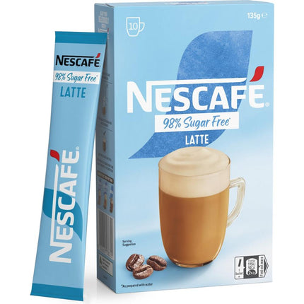 Nescafe 98% Sugar Free Latte Coffee Sachets - 100 Pack