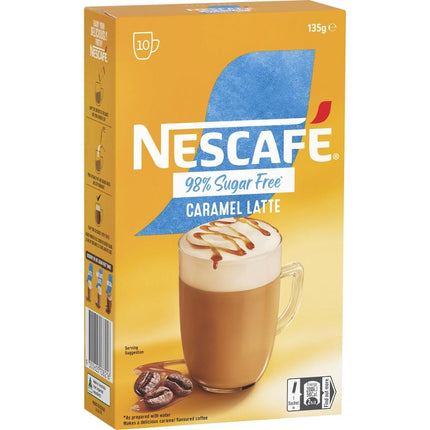 Nescafe 98% Sugar Free Caramel Latte Coffee Sachets - 100 Pack