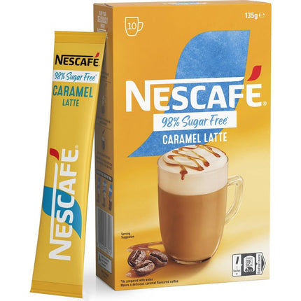 Nescafe 98% Sugar Free Caramel Latte Coffee Sachets - 100 Pack