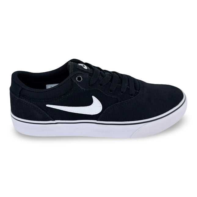 Side view of Nike SB Chron 2 unisex skate shoes – Black/White