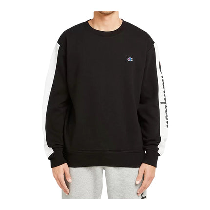 Champion Panel Crew Sweatshirt Mens Fleece Pullover - Black