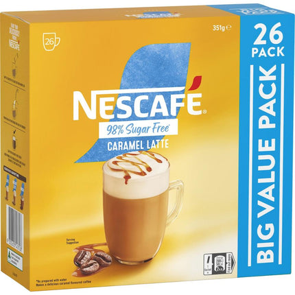 Nescafe 98% Sugar Free Caramel Latte Coffee Sachets - 130 Pack