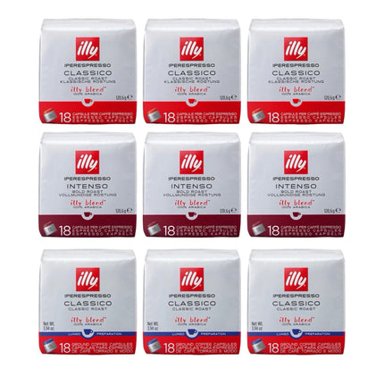 Illy iPerespresso Capsules Variety Pack 162 Pack (Classico, Intenso, Lungo – 9 x 18)