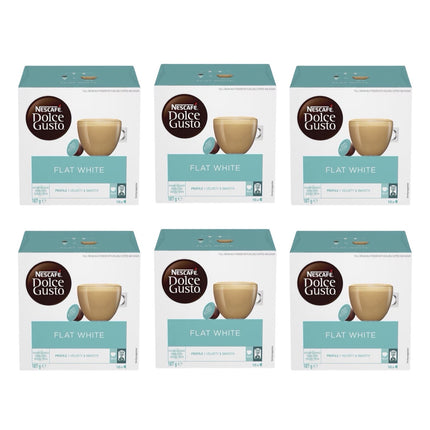 Nescafe Dolce Gusto Flat White Coffee Capsules 96 Pack (6 x 16) - Smooth & Creamy