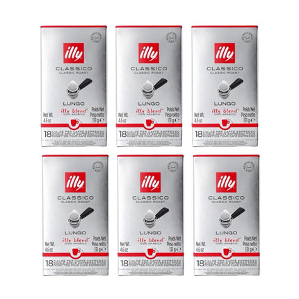 Illy Lungo E.S.E. Coffee Pods Medium Roast – 108 Pack (6 x 18)