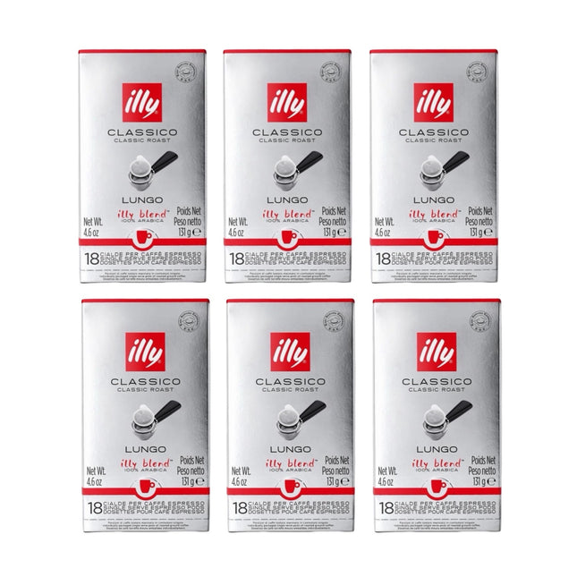 Illy Lungo E.S.E. Coffee Pods Medium Roast – 108 Pack (6 x 18)