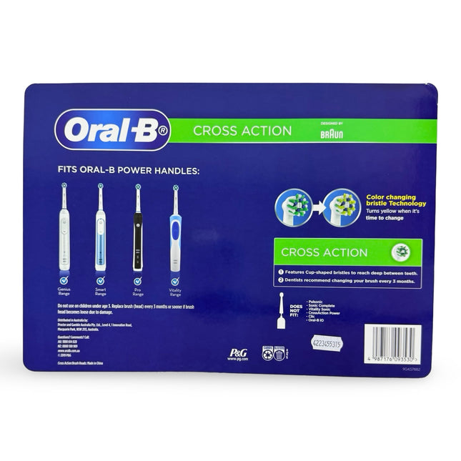 Oral-B Cross Action 16 pack brush heads with 16-degree angled bristles for deeper plaque removal