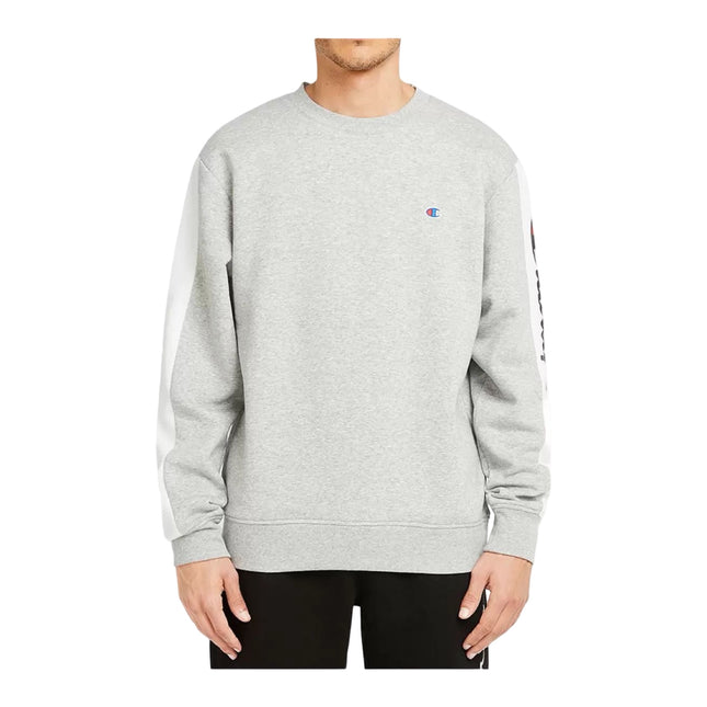 Champion Panel Crew Sweatshirt Mens Fleece Pullover - Heather Grey