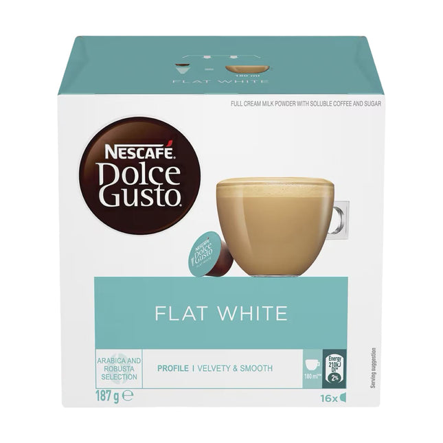 Nescafe Dolce Gusto Flat White Coffee Capsules 48 Pack (3 x 16) - Smooth & Creamy