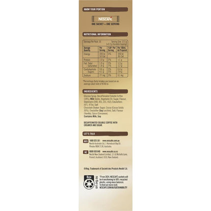 Nescafe Cappuccino Decaf Coffee Sachets - 100 Pack