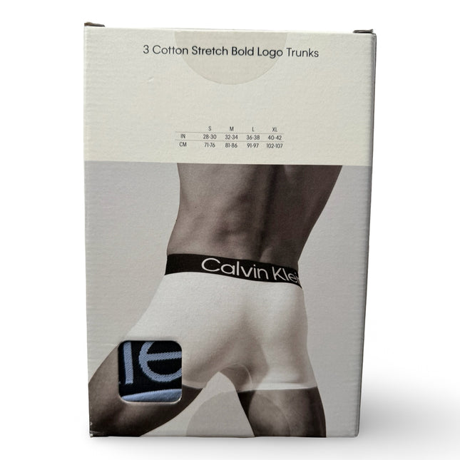 Calvin Klein Men's Cotton Stretch Bold Logo Trunks 3 Pack - Multicolour