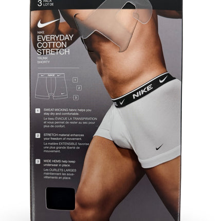 Nike Cotton Stretch Trunks 3 Pack - Black