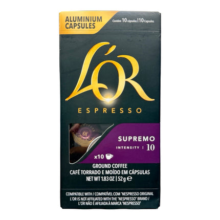 L'OR Espresso Supremo Coffee Capsules Intensity 10 – 100 Pack (Compatible with Nespresso Original Machines)