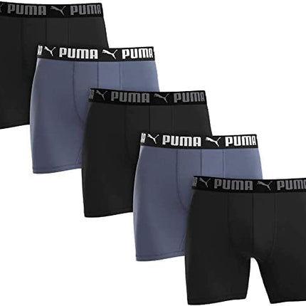 PUMA Men's Performance Sport Boxer Briefs 5-Pack, Black/Grey