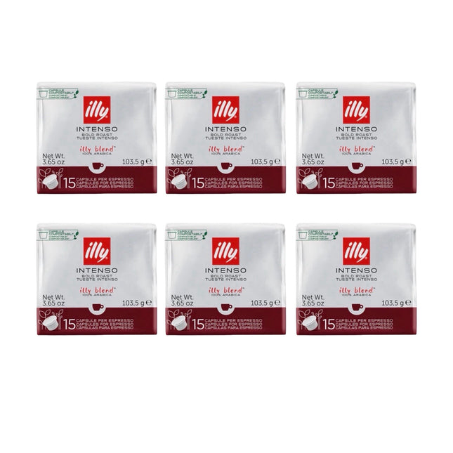 Illy Intenso MPS Coffee Capsules 90 Pack (6 x 15)