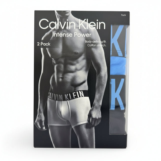 Calvin Klein Men's Intense Power Cotton Stretch Trunk 2 Pack in Black and Blue