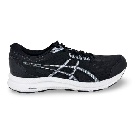Side view of ASICS GEL-Contend 8 men’s running shoes – Black/White