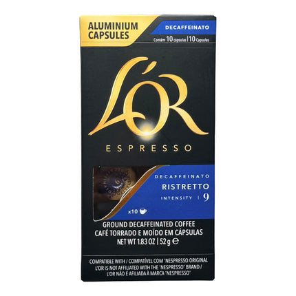 L'OR Espresso Decaf Ristretto Coffee Capsules Intensity 9 – 100 Pack (Compatible with Nespresso Original Machines)