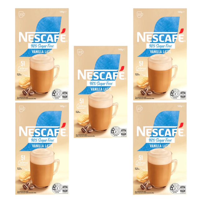 Nescafe 98% Sugar Free Vanilla Latte Coffee Sachets - 50 Pack