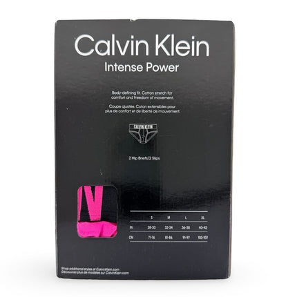 Calvin Klein Men's Intense Power Hip Brief 2 Pack in Black and Pink with logo waistband