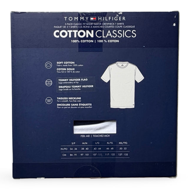 Tommy Hilfiger Men's Cotton Classics Crew Neck T-Shirt 3 Pack - Black/Red/White