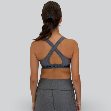 Back view showing crossback straps and keyhole detail on Under Armour sports bra