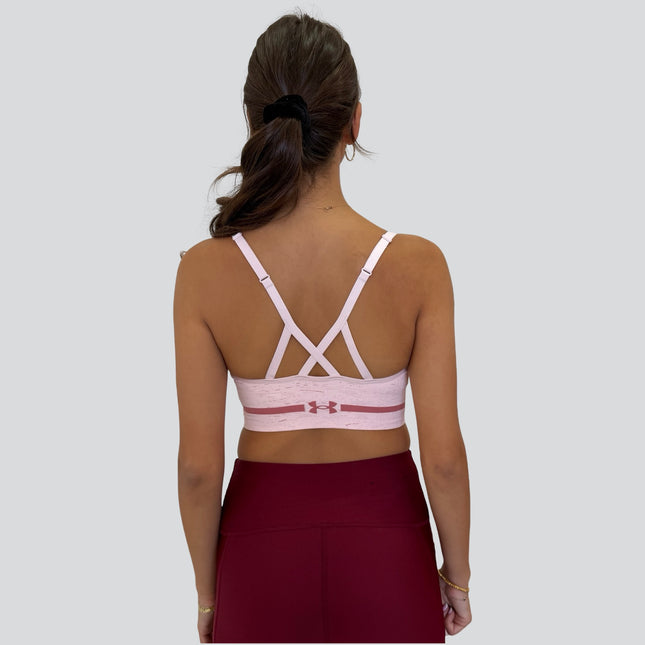 Back view showing adjustable crossback straps on Under Armour sports bra