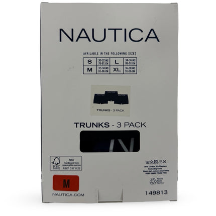 Nautica Cotton Stretch Trunk 3 pack - Black with Navy Band