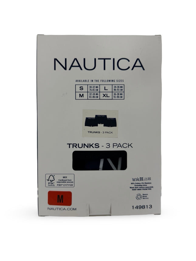 Nautica Cotton Stretch Trunk 3 pack - Black with Navy Band