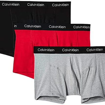 Calvin Klein Men's Cotton Stretch Trunks 3-Pack, Empower/Wolf Grey Heather/Black