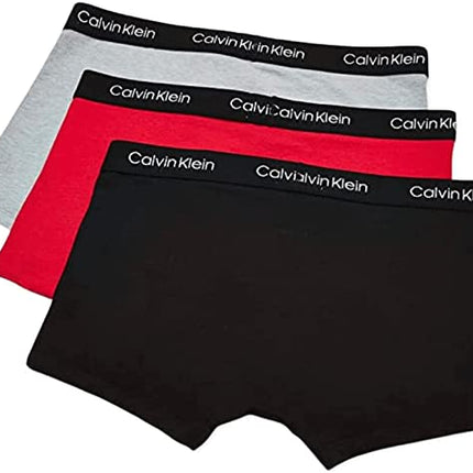 Calvin Klein Men's Cotton Stretch Trunks 3-Pack, Empower/Wolf Grey Heather/Black