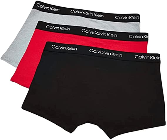 Calvin Klein Men's Cotton Stretch Trunks 3-Pack, Empower/Wolf Grey Heather/Black