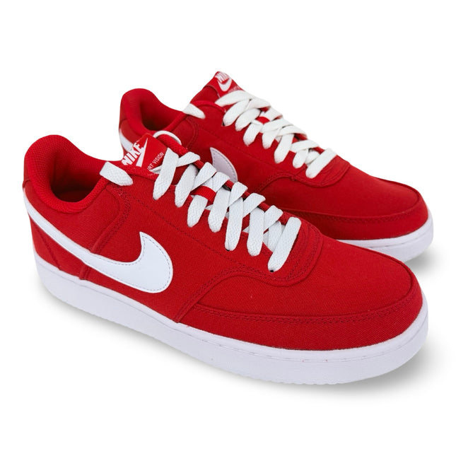 Nike Men’s Court Vision Low Canvas Shoes in University Red/White