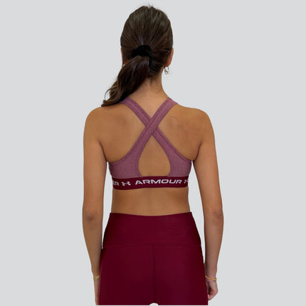 Back view showing Under Armour crossback straps with keyhole detail