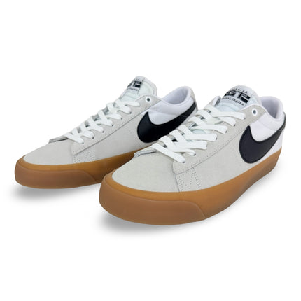 Front view of Nike Men’s SB Zoom Blazer Low Pro GT Shoes – White/Black/Gum