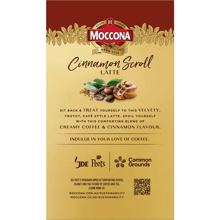 Moccona Cinnamon Scroll Latte coffee sachet pack back view
