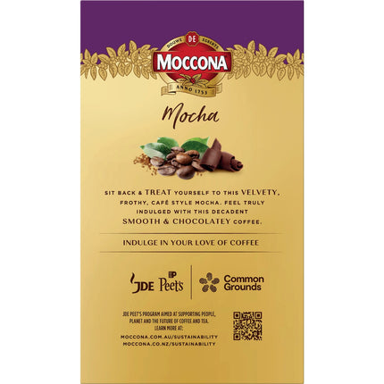 Moccona Mocha coffee sachet pack back view
