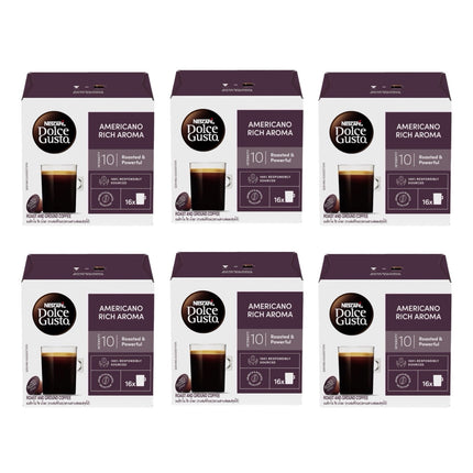 Nescafe Dolce Gusto Americano Rich Aroma Coffee Capsules 96 Pack (6 x 16) - Smooth & Balanced